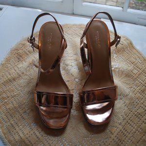 NEW Rare Coach Bronze Leather Sandals